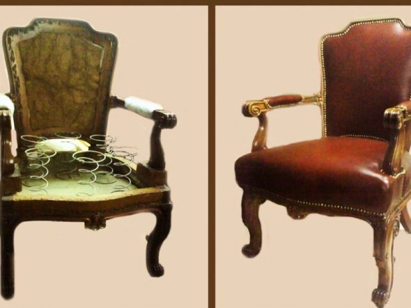 Старинный стул до и после ремонта