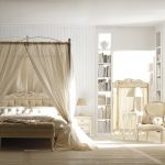 Дизайн белой спальни с классическим балдахином