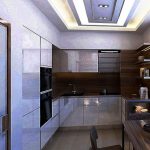 Кухонные шкафы до потолка на современной встроенной кухне