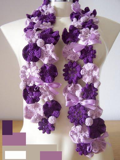 Нежный шарфик из цветочных мотивов
