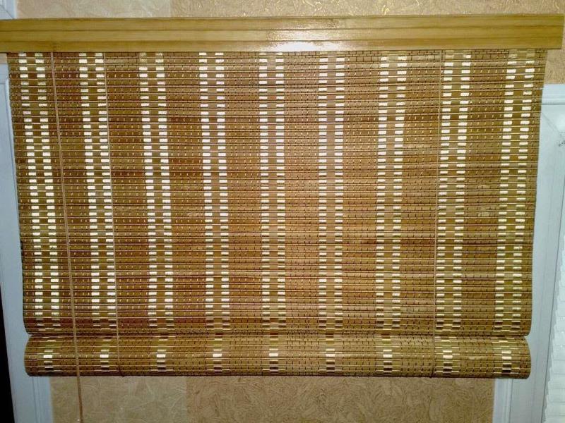Бамбуковая штора с плотным и частым плетением