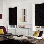 Рулонные шторы в гостиной стиля минимализма