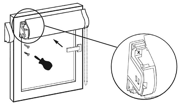 Схема установки рулонной шторы кассетного типа на саморезы