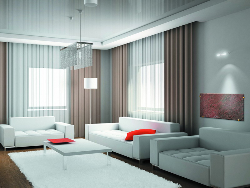 Три дивана в гостиной стиля минимализм