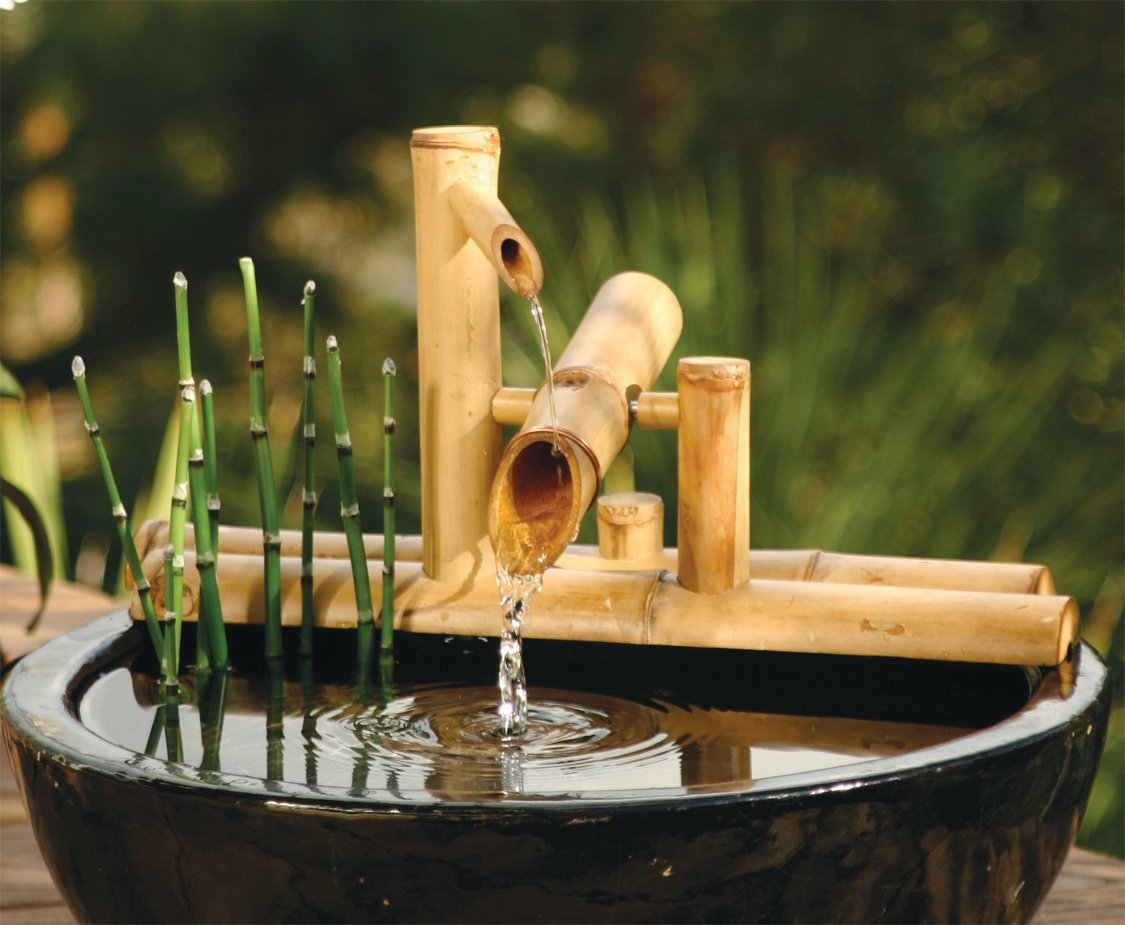 декоративные фонтаны из бамбука