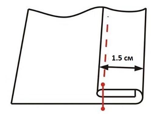 Схема создания бокового шва на занавеске из тюля