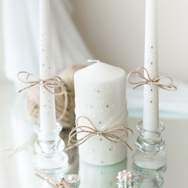 Как сделать декор праздничных свечей на свадьбу?