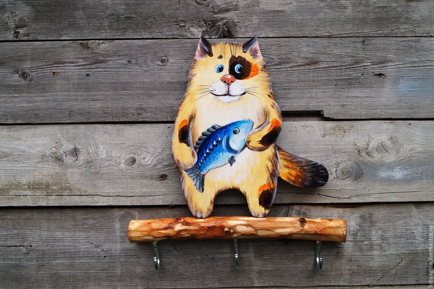 ключница кот с рыбой