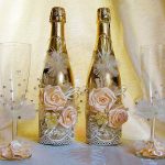 оформление бутылок шампанского на свадьбу идеи декор