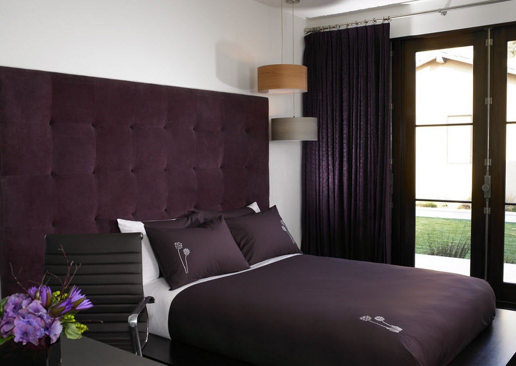 черно фиолетовая спальня