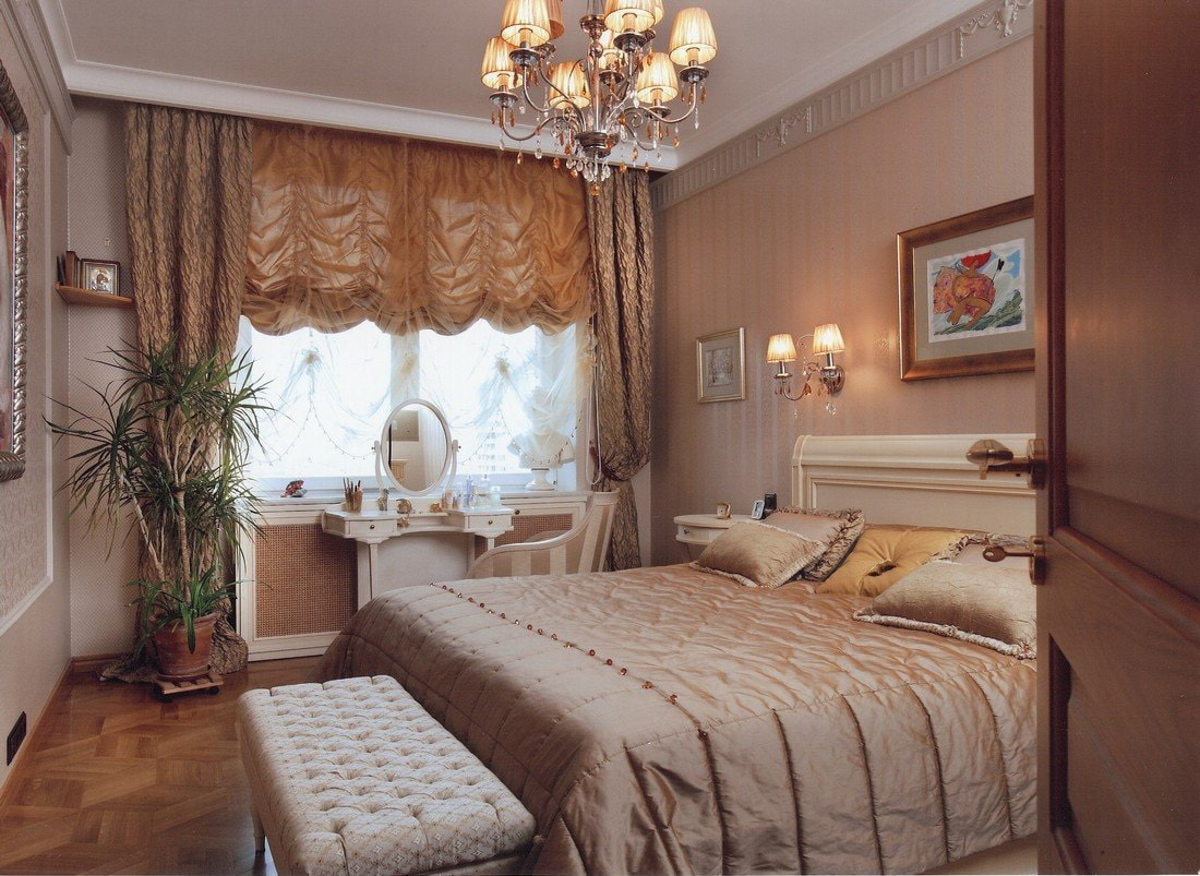 французские шторы в спальне
